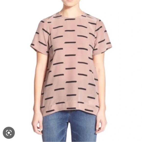 Madewell Silk tailored tee ikat dash blush women's small - Picture 1 of 4